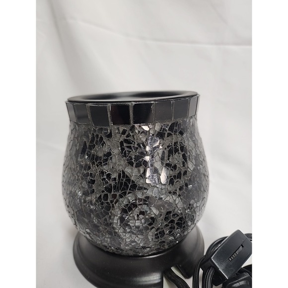 PartyLite Silver/Black Glass Swirl Wax Warmer Scent Glow Scentglow Electric - Picture 6 of 16